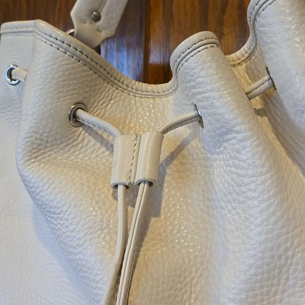 Cole Haan Elegant White Ivory Leather Bucket Bag